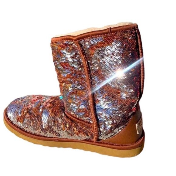 UGG Shoes - UGG Australia Classic Short Sz 6 US. brown silver sequin boots woman’s boots